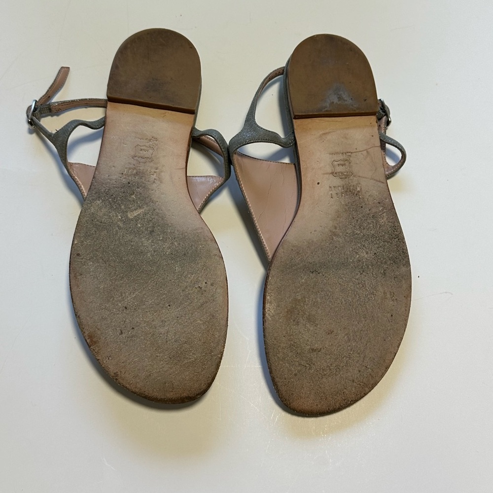 Stuart Weitzman Pyramids Thong Sandal 8 M Black Leather  Pre Owned - Picture 7 of 7
